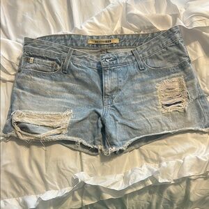 Big Star Blue Jean Shorts with Distressed Details